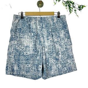 Columbia PFG Men’s Swim Trunks Short retro vintage Hawaiian print blue medium